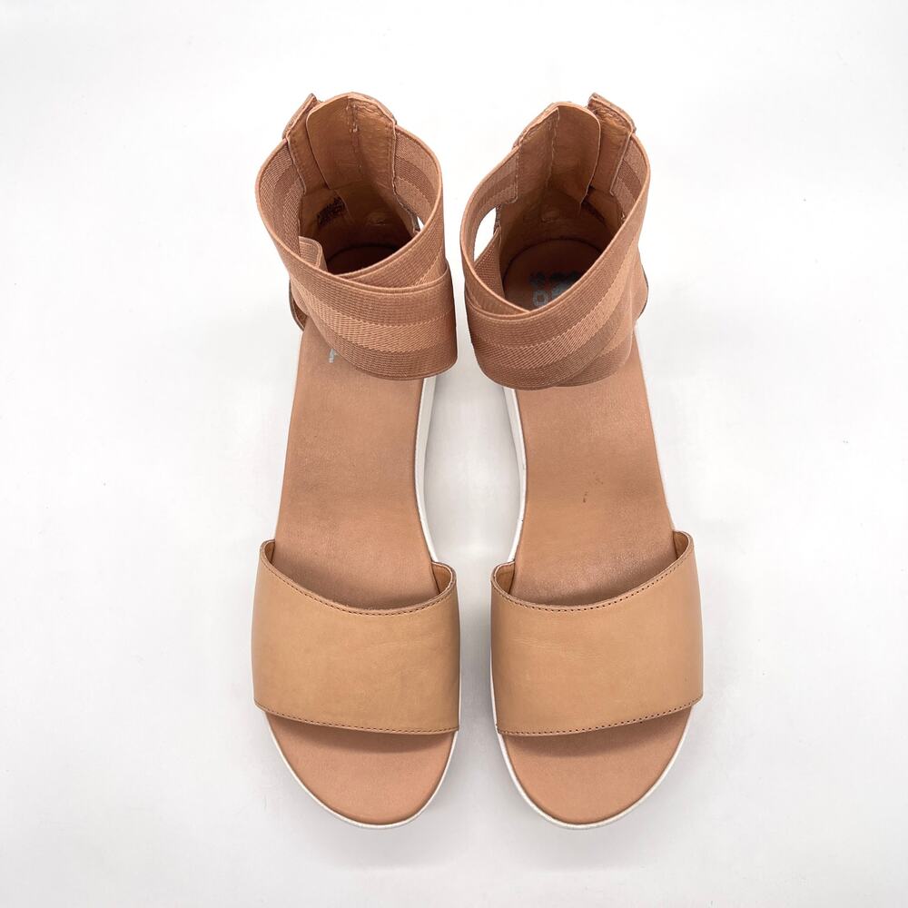 SOREL Cameron Flatform Sandals Womens 10 Tan White Platform Wide Strap Comfort - Picture 6 of 12